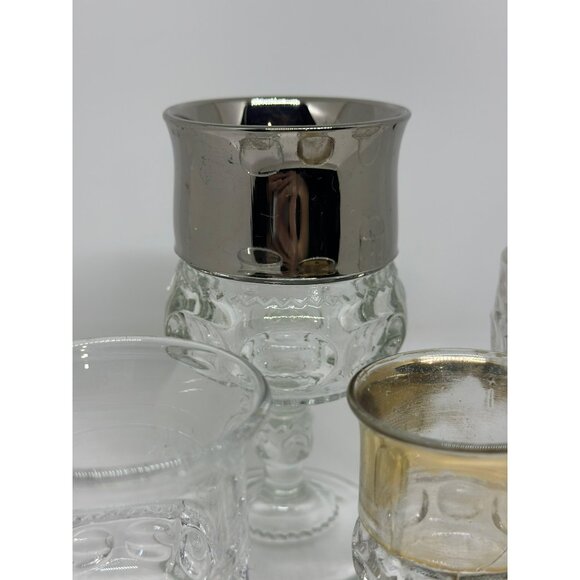 VTG Indiana Glass Kings Crown Clear Goblet Glasses | Set of 4 Barware Drinkware - Picture 4 of 9